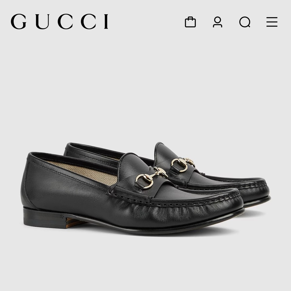 Gucci Black Leather Slip-On Loafers - Picture 2 of 10